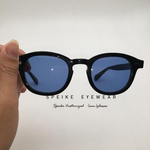 

speike with high lemtosh johnny style depp black frame quality sunglasses tinted 44/46/49mm customized myopia ehucf, White;black