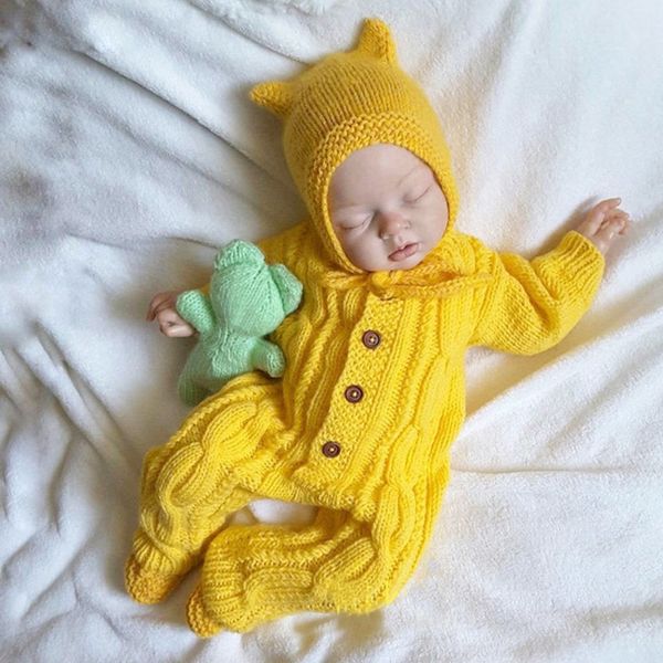 Bebê recém-nascido infantil quente Menina de malha malha jumpsuit com chapéu criança criança Outerwear bebê macacões inverno roupas Cardigan 201028