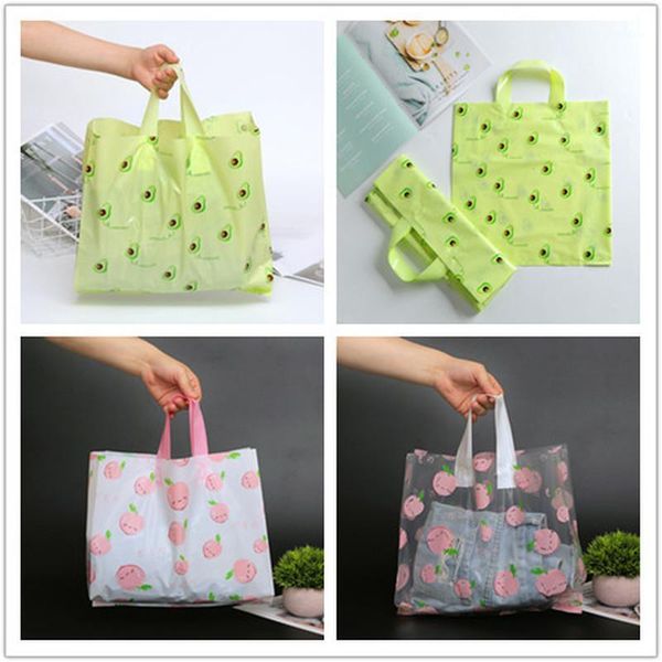 

50pcs thicker large plastic bag green avocado with handles clothing store shopping bag wedding gift jewelry packaging1