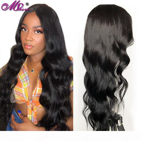 

mshere hair 4x4 body lace closure wig 100% human hair peruvian wig remy lace closure for black women 150% density, Black;brown