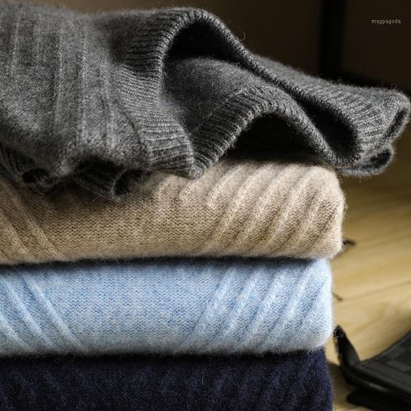 

winter thick men's thick cashmere sweater 2020 man casual round neck knitted thread style solid color warm pullovers1, White;black