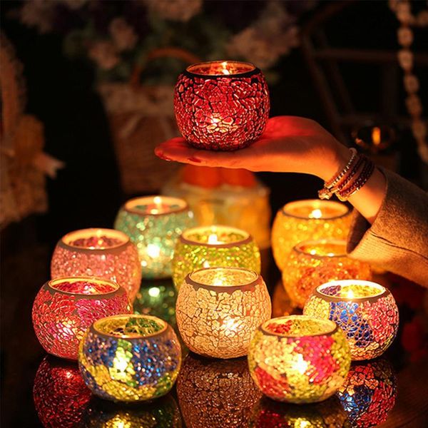 

european ceramic candle holders retro mosaic candlestick birthday gift wedding decoration party supplies home decr wmtozq