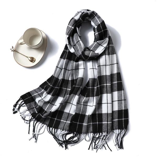 

scarves 2021 winter scarf cashmere plaid long shawl women fashion neck wraps lady lattice warm foulard brand female bufanda, Blue;gray