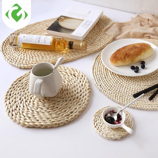 

1 шт. круглая натуральные ротанские пристанистые шара pad pad handmade изоляционные метки таблицы накладки чашки коврики кухонные украшения