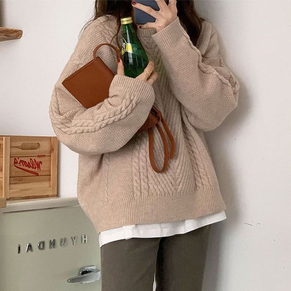 

2021 New 5 colours Autumn winter knitted soild colour twist shirts and womens sweaters (x1665) 7QMC, White;black