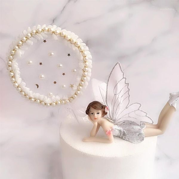 

ins new bow pearl cake er lace garland wedding cake er for wedding girls birthday party decorations baby shower1