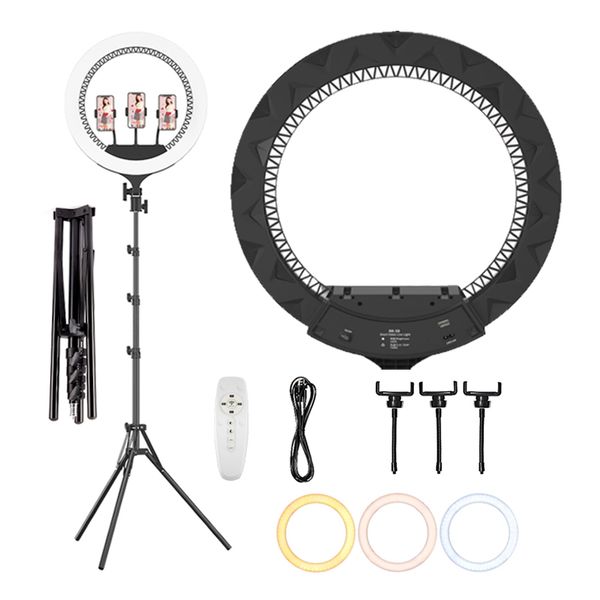 

beauty make up pgraphy mobile led selfie ring light tripod stand for p studio live streaming with 3 phone holders