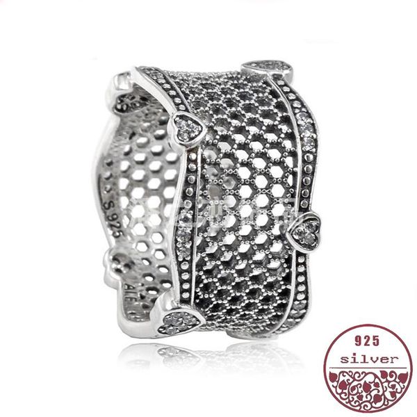 

crafts 100 925 silver black gold plated honeycomb female elegant court style female cubic zirconia ring, Golden;silver