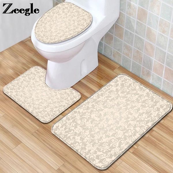 

bath mats toilet mat in the bathroom waterproof antislip foot rug set gradient stripes print home decoration carpet