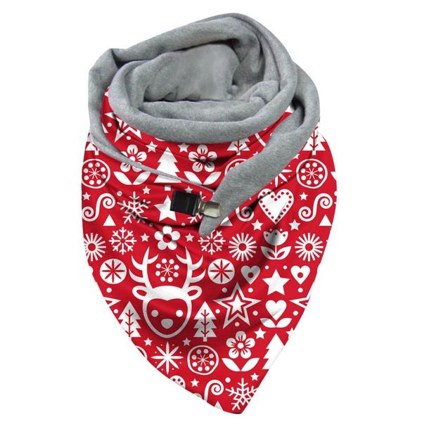

women casual christmas print scarf fashion multi-purpose shawl button scarf designer shawl luxury designer bufanda mujer, Blue;gray