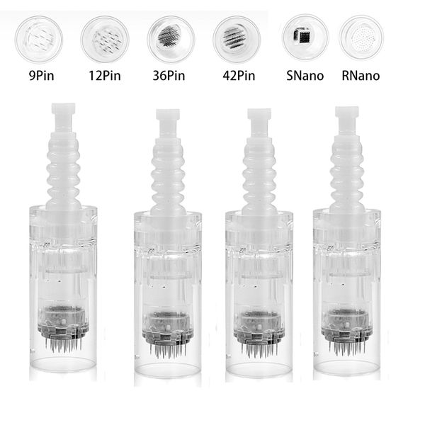 

10/50/100pcs round nano pin needle cartridge electric auto microneedle derma pen tip nutrition input for meso