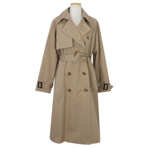 

2020 new windbreaker women's mid-length spring autumn korean chic temperament loose trench coats with belt g659, Tan;black