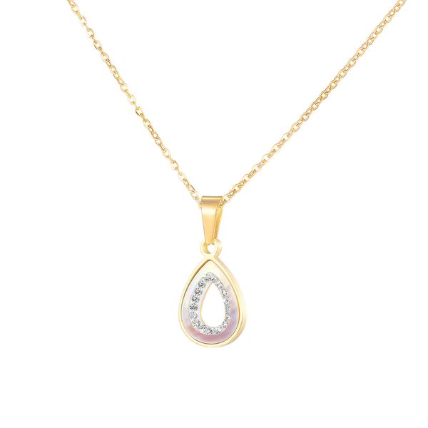 

fashion simple pendants necklace water drop pendants charm necklaces chain titanium stainless steel chokers chain jewelry accessories box, Silver