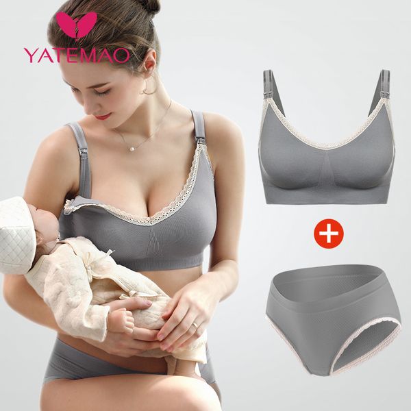 

yatemao feeding bra sets maternity nursing bra pregnancy breastfeeding bra soutien gorge allaitement pregnancy women underwear lj200917, White