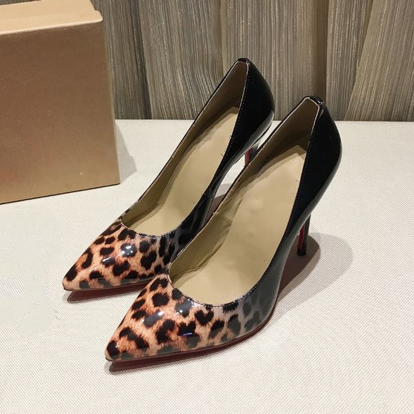 

women 8.5cm .5cm stiletto heels pumps luxury leopard snake patten pointed toe party single shoes size 35-42, Black