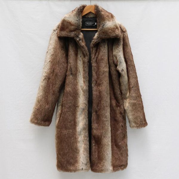 

winter men long faux fur coat warm thick fur jacket black/white contrast color outerwear casual parka men jacket1