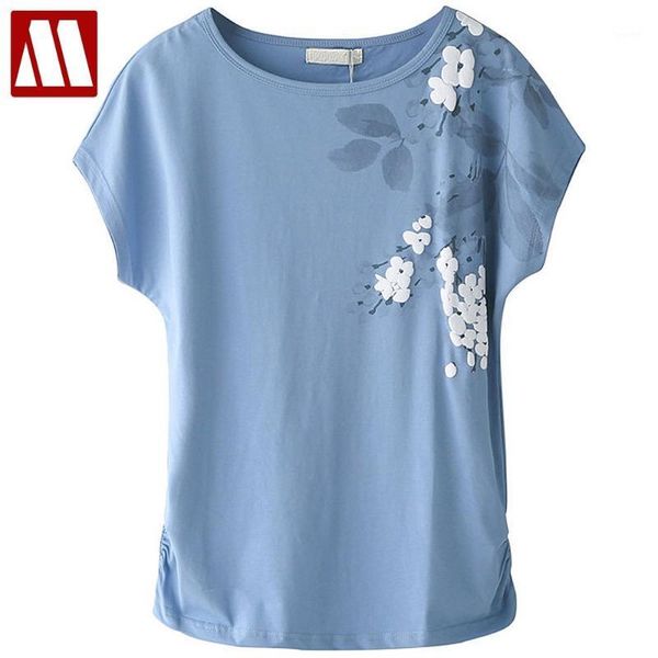 

2020 summer women's t-shirt 95% cotton loose short-sleeve female white embroidery tees basic large size  4xl1
