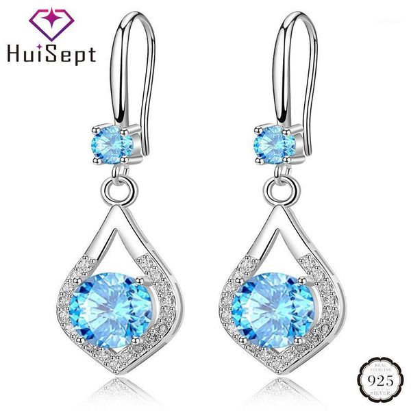 

huisept fashion silver 925 earrings jewelry sapphire zircon gemstone long style drop earrings for female wedding party ornaments1