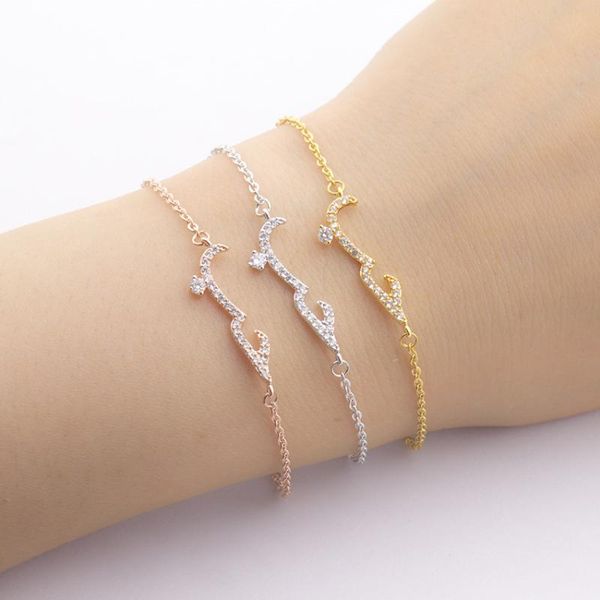 

wholesale 10pcs/lot cz arabic love statement bff bracelets for women crystal pulseira feminina bridesmaid gift wedding jewelry, Golden;silver