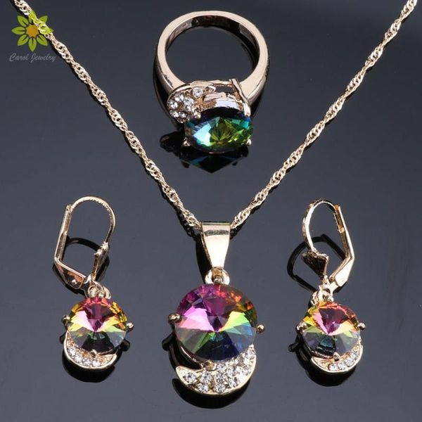 

women luxury 2020 african beads jewelry set crystal wedding round design necklace earrings ring set, Silver