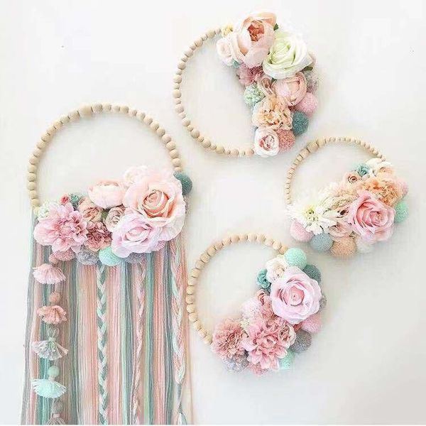

decorative flowers & wreaths tapestry wall hanging wind chime hairball garland tassel decoration art pography props home door wreath