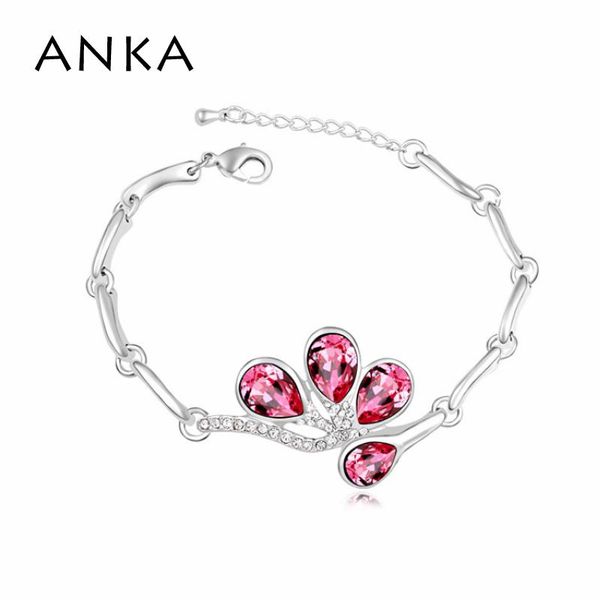 

bracelets & bangles sterling jewelry band flower bracelet gift crystals from austria #105723, Black