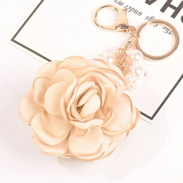 

pronuvel fashion rose flowers keychain bag pendant car ornaments charm for women key chain buckle key ring porte clef eh594 h sqctsx