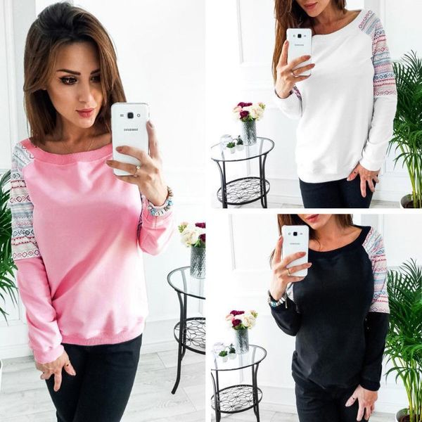 

2018 new women fashion t-shirts summer autumn warm shirt casual loose long sleeve tee basic t-shirt christmas gift1, White