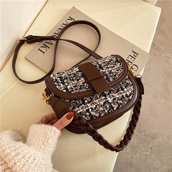 

cross body woolen with braided shoulder strap 2021 messenger bag autumn and winter fashion women bolsa feminina