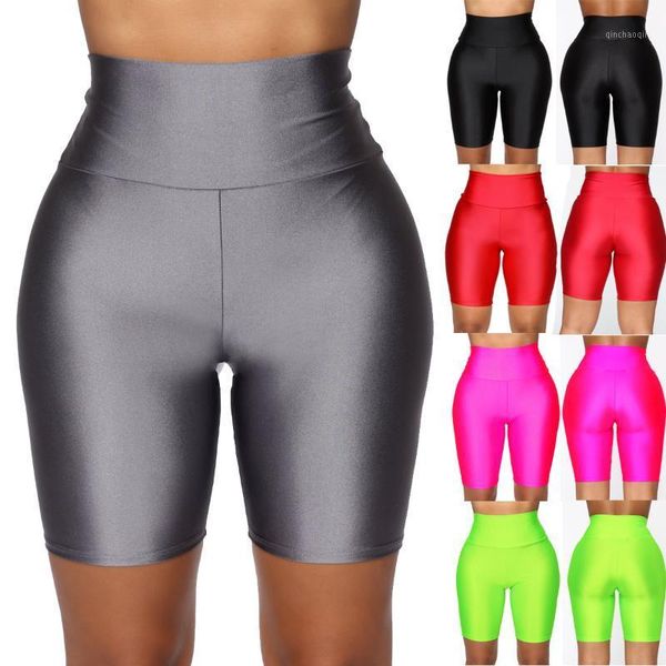 

yoga outfits 2021 women neon shorts high waist workout fitness hip training elastic spandex solid skinny running btm sportwear1, White;red