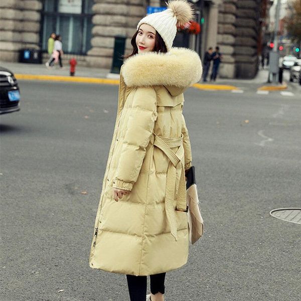 

new female down winter coat 2020 fur collar coats long woman outerwear, Black