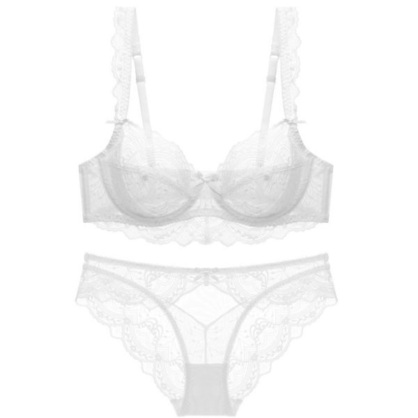 

europe and the united states without sponge perspective bra ultra-thin water solution embroidery bra big bust show small c1211, Black;white