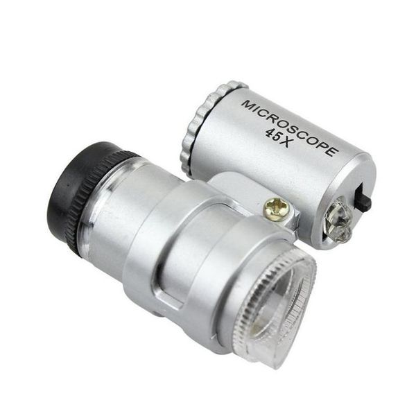 

microscope 45x jeweler magnifier jewelry loupes mini magnifiers pocket microscopes with led light + leather pouch sqcpzh toys2010