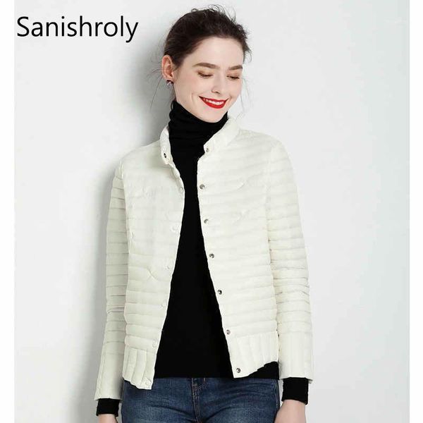 

sanishroly new autumn winter women short coat ultra light down coat parka female slim white duck down jacket plus size s6771, Black
