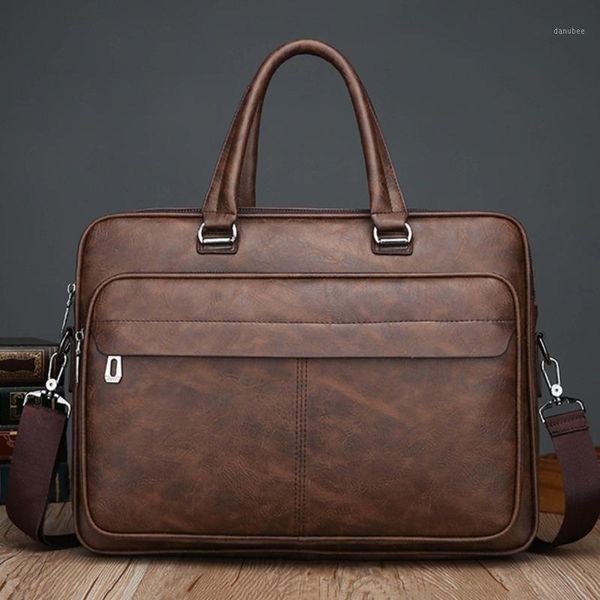 

briefcases office single shoulder men's large capacity computer messenger bag leather men briefcase trade men's1