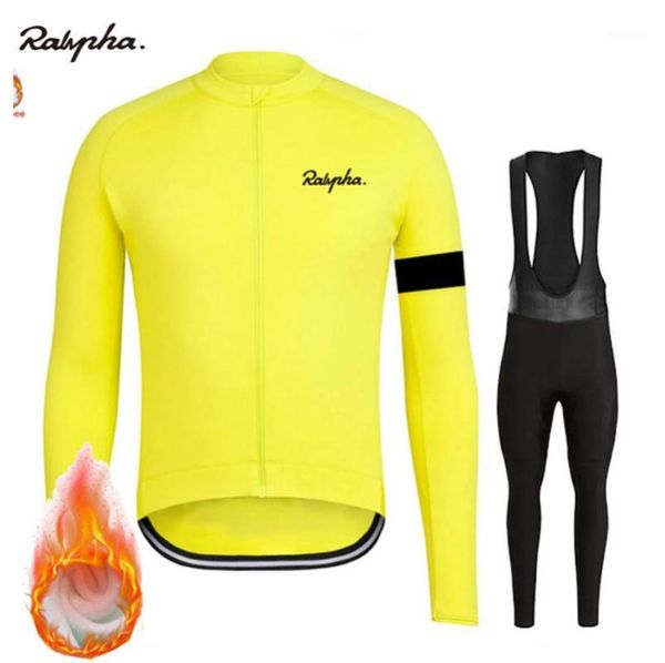 

2020 raphaful pro team winter thermal fleece mens long sleeve cycling jersey set maillot mtb mountain cyclebike clothing set1, Black;blue