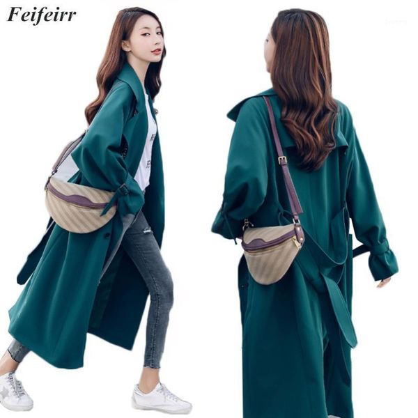 

abrigos spring autumn 2020 korean fashion double-breasted simple elegant trench coat mujer temperament belt casual long coat1, Tan;black