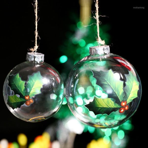 

party decoration clear glass christmas ball ornament /clover with 3 leaf/ transparent holiday tree pendant1