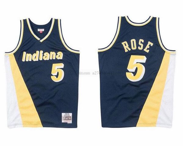 

men women youth basketball indianacity team 5 jalen rose mitchell & ness white blue 1996-97 hardwoods classic retro jersey, Black;red