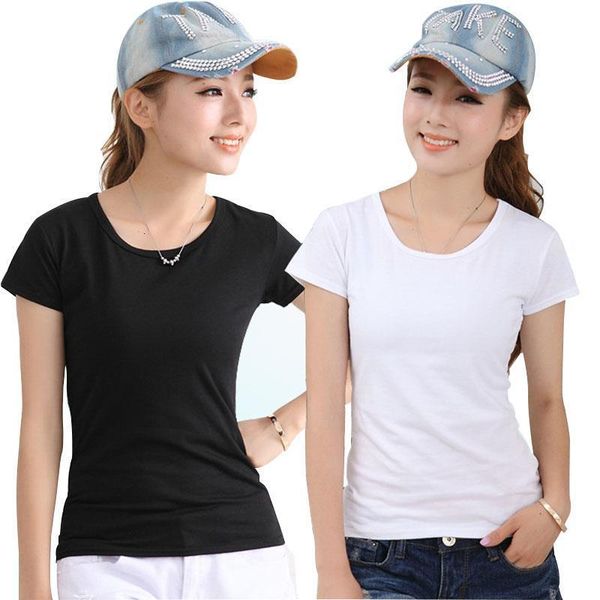 

basic t-shirt women short sleeve o-neck casual camiseta feminina black white cotton summer solid color t shirt slim tee shirt