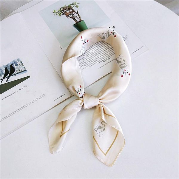 

6060см новые элегантные женщины шелковый шарф follard print print cat head sece bandana галерея для волос bufanda mujer небольшой старинный, Blue;gray