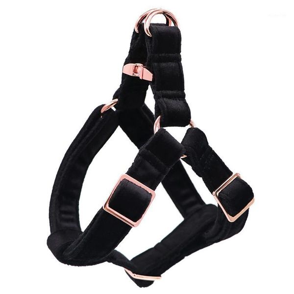 

dog collars & leashes black velvet harness basic leash adjustable buckle cotton fabric for or cat1