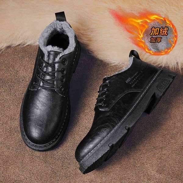 Kleid Schuhe Handgemachte Leder Männer Mode Werkzeug Business Arbeit Klassische Herren Winter Warme Stiefel Fahren Größe 39-44 220223