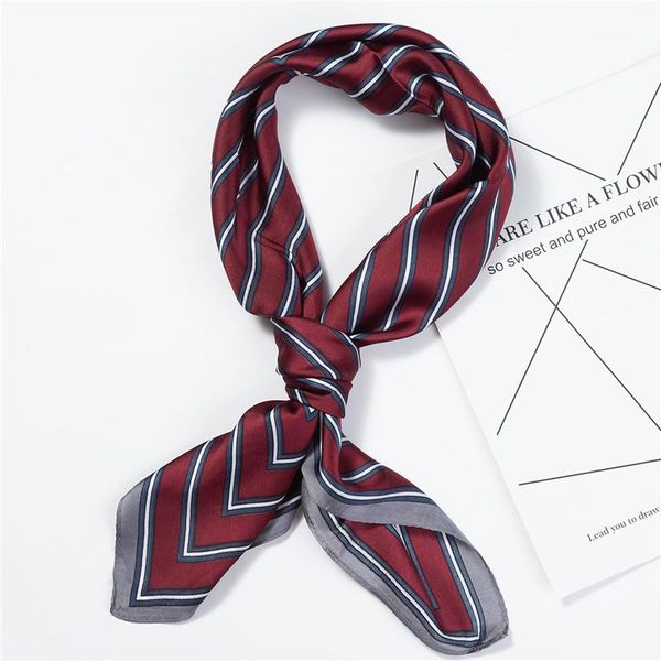 

женщины шелковый шарф простые полосатые плед шарфы высококачественные шеи декорчированные фулярная бандана 70см квадратные шарфы леди молочн, Blue;gray