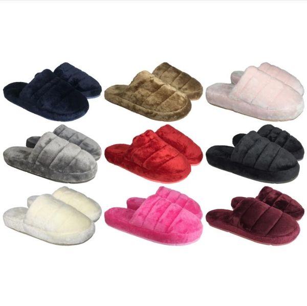 

women's plush winter closed toe slippers women slippers all seasons, Black