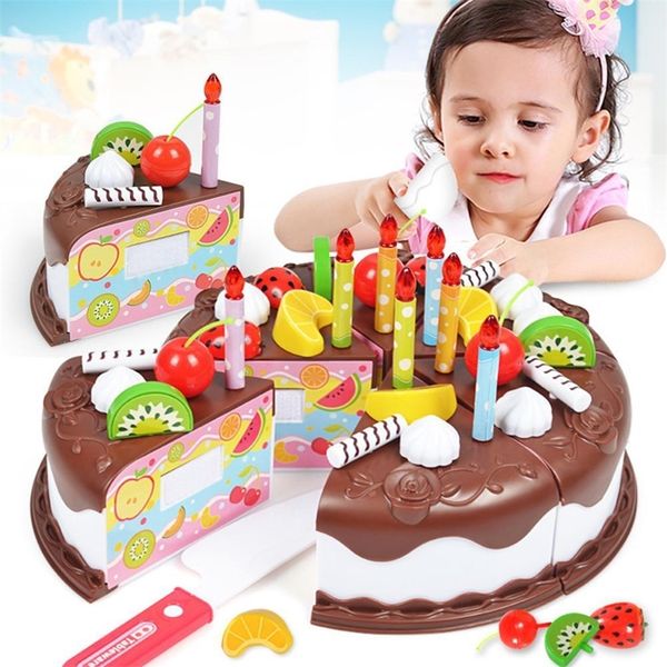 

37pcs/sets funny toys birthday cake diy model children kids early educational pretend play kitchen food plastic toys y200428