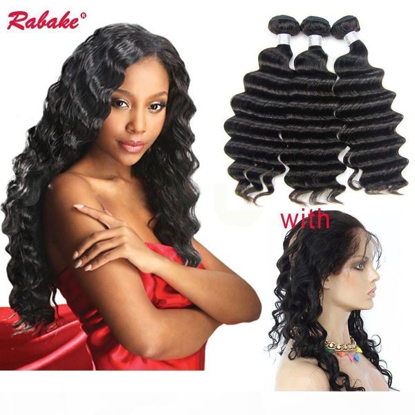 

remy 360 frontal with bundles rabake cuticle aligned brazilian virgin remy loose deep wave human hair bundles with 360 lace closure frontal, Black;brown