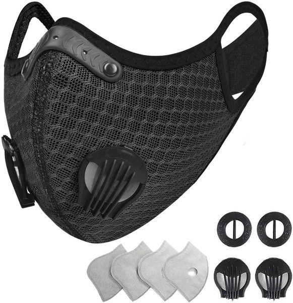 

with breathing cycling activated carbon face mask valve mesh pm 2.5 filter outdoor bike riding