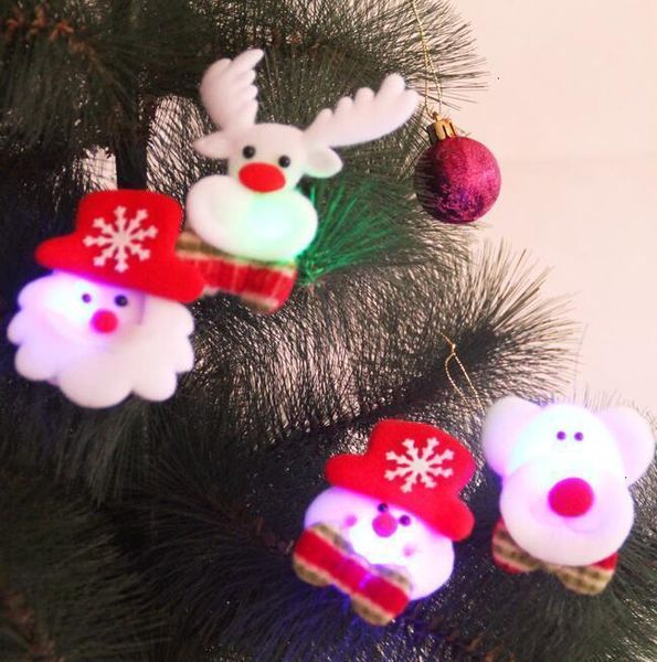 

factorynqy7art claus decorations cloth new factoryylpq2019 santa flash luminous brooch 3.5inch christmas gifts