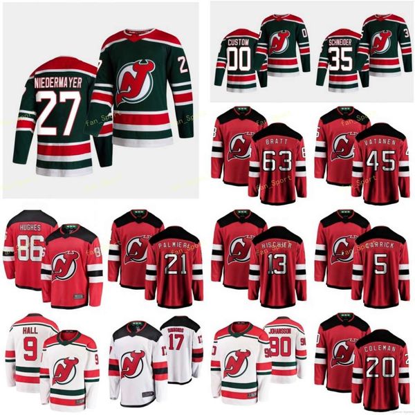 

new jersey devils 2021 reverse retro jersey subban p.k. tennyson matt wood miles zacha pavel zajac travis custom stitched, Black;red